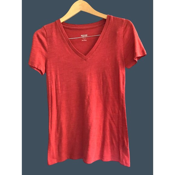 MOSSIMO- WOMENS RED SHORT SLEEVE V-NECK BASIC T-SHIRT SIZE SMALL - Picture 1 of 7